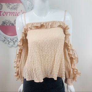 Essue / Cream Ruffled Textured Long Open Sleeve